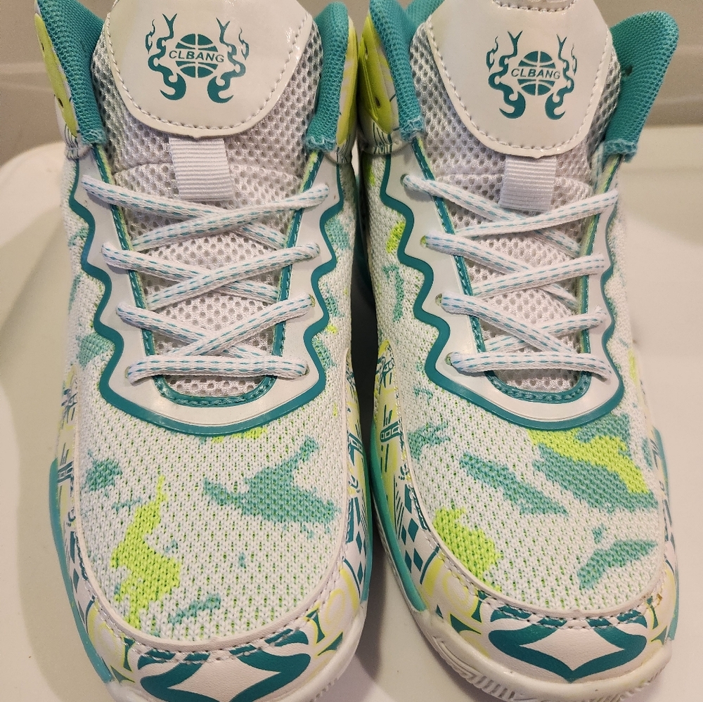 Blue and Green Sneakers High-Top Performance